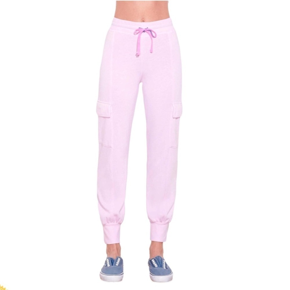 Sundry Pink Cargo Lightweight Fleece Joggers with Drawstring Size 2 (Med)
